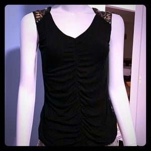 Cache Women’s Black Top with Beading on Shoulders
